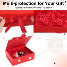 Caja de regalo grande con tapas para regalos, caja de envolver regalos con tapa magnética y cinta para Navidad, Día de San Valentín, cumpleaños, regalos de novia, bodas - Rojo - Ver 4