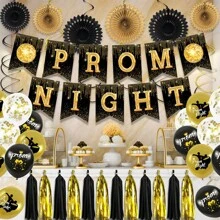 25pcs PROM NIGHT Party Decorations, Graduation Party Photo Props, Prom Banner Background Decoration, Party Decor - Multicolor - View 2
