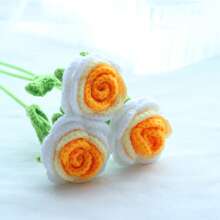 1/3/6/10朵手工钩编玫瑰花，装饰花，仿真花，毛线花。适用于餐厅、客厅、卧室、婚礼、派对等家居装饰。DIY花束，适合作为礼物送给她、母亲、老师，或作为创意礼物。也适合春夏装饰、新年、情人节、生日、复活节等节日装饰或作为礼物。 - 黃色 - 查看 12