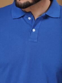 Men's Piquet Polo Collar Shirt Various Colors 100% Cotton - 寶藍色 - 查看 6