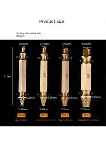 4 件套快速取出螺丝取出器钻头工具套装破损损坏螺栓拆卸器导向套装破损易取出紧固件套件 - 彩色 - 查看 11