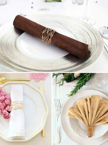 Handmade Woven Metal Mesh Napkin Rings, Suitable For Room Decor, Dining Table Decor, Home Decoration, For Holidays, Parties, Birthdays, Weddings And Dinners - Gold - View 4