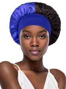1 pieza Gorro para dormir de parches de dos tonos, gorro de quimioterapia elástico y de moda para mujeres, gorro de ducha de protección del cabello de color dual - Multicolor - Ver 8