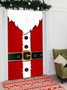 1pc Christmas Snowy Background With Santa Claus Banner, Winter Holiday Backdrop For Home Indoor Living Room Decor,Christmas