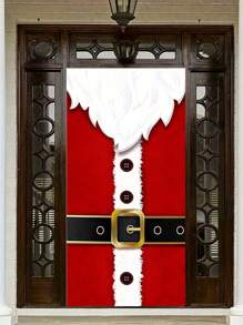 1pc Christmas Snowy Background With Santa Claus Banner, Winter Holiday Backdrop For Home Indoor Living Room Decor,Christmas