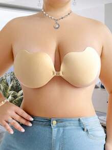 YIYANG Plus Size Women's Invisible Sticky Push-Up Bra, Anti-Sagging - Strapless Underwear, Solid Color All-Match - Khaki - View 5