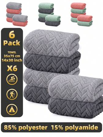 6pcs/Set Coral Fleece Absorbent Towel Set, Soft & Comfortable, Quick Drying, Suitable For Bathing, Face Washing, Body Drying, Swimming, Gym Etc. Shower Towels For Beaty Salon, Hotel Sports,Home Essentials, Towel, Skin Care