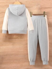 Young Boys' Long Sleeve Hoodie And A-Line Pants Set - Grey - View 2