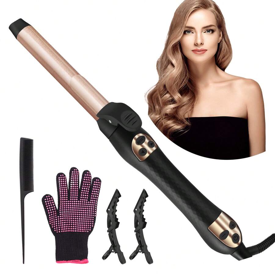Rotating Curling Iron 1 Inch, Automatic Curling Iron For All Hair Types, Professional Barrel For Women, Creates Long-Lasting Curls And Waves For Long/Middle/Short All Hair - 金色 - 查看 1