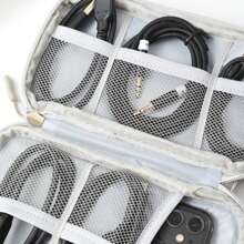 1Pc Simple Data Cable Organizer Bag Charging Cable Organizer Bag Digital Organizer Bag Double Layer Travel Organizer Bag For Office Back To School