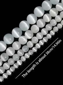 1pc Natural Selenite Beads, Genuine Selenite Gemstone Beads, Round Smooth Beads For Jewelry Making, 4mm, 6mm, 8mm, 10mm - Cat's Eye - View 2