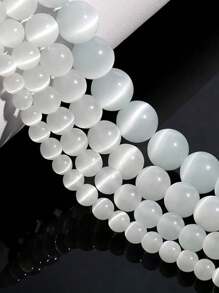 1pc Natural Selenite Beads, Genuine Selenite Gemstone Beads, Round Smooth Beads For Jewelry Making, 4mm, 6mm, 8mm, 10mm - Cat's Eye - View 4