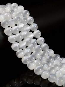 1pc Natural Selenite Beads, Genuine Selenite Gemstone Beads, Round Smooth Beads For Jewelry Making, 4mm, 6mm, 8mm, 10mm - Cat's Eye - View 6