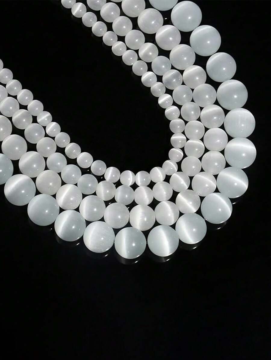 1pc Natural Selenite Beads, Genuine Selenite Gemstone Beads, Round Smooth Beads For Jewelry Making, 4mm, 6mm, 8mm, 10mm - Cat's Eye - View 1