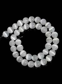 1pc Natural Selenite Beads, Genuine Selenite Gemstone Beads, Round Smooth Beads For Jewelry Making, 4mm, 6mm, 8mm, 10mm - Cat's Eye - View 5