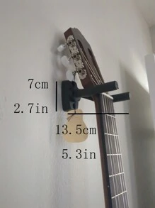 1 pieza Soporte y estante de pared montado para guitarra, guitarra eléctrica, bajo, ukelele, organizador de pared ahorrador de espacio para instrumentos musicales, decoración del hogar para estudiantes de dormitorio - Negro - Ver 6