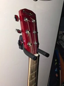 1 pieza Soporte y estante de pared montado para guitarra, guitarra eléctrica, bajo, ukelele, organizador de pared ahorrador de espacio para instrumentos musicales, decoración del hogar para estudiantes de dormitorio - Negro - Ver 4