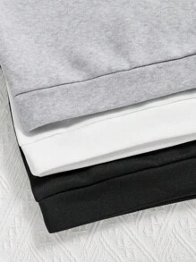 3pcs Tween Boys Cartoon Print Warm Crewneck Sweatshirt Set - Multicolor - View 4