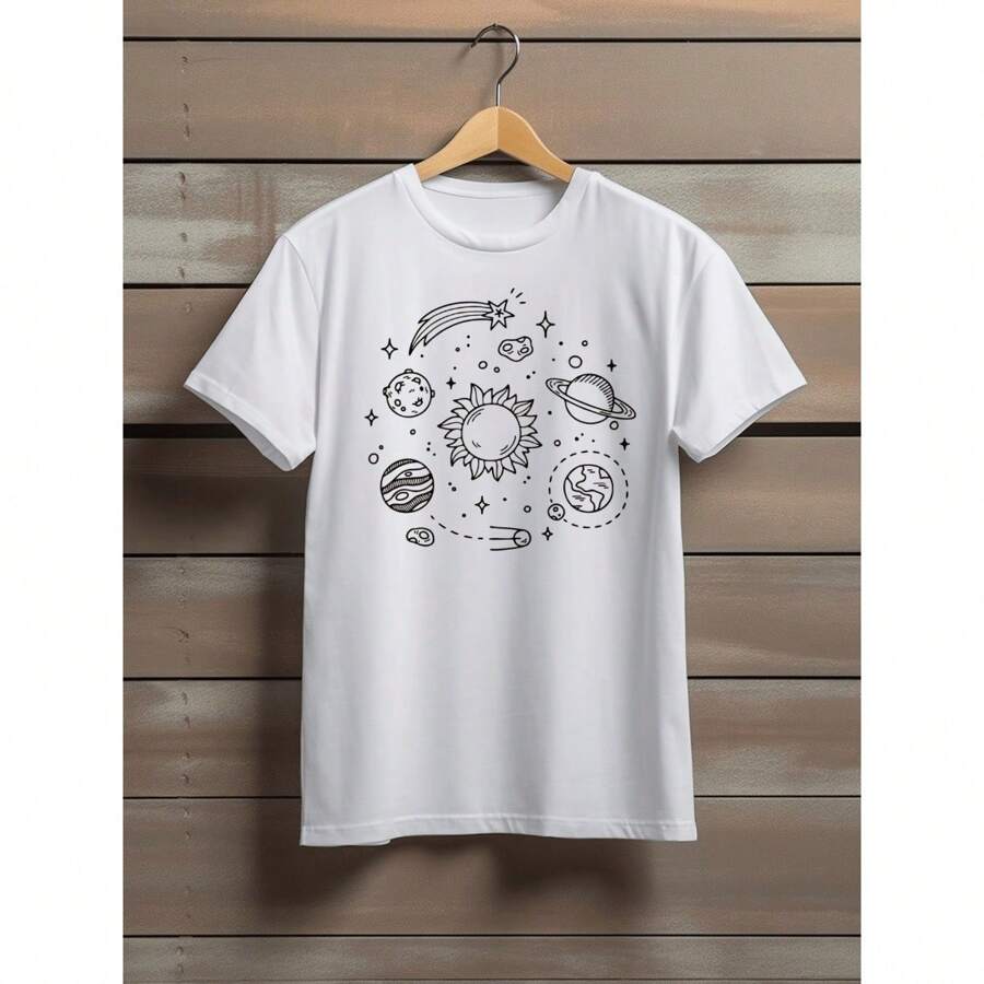 Planeta Galaxia Via Lactea Basic T-Shirt - 白色 - 查看 1