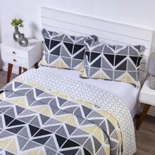 Boutis Ultrasonic Double-Sided 3-Piece Bed Cover Quilt Kit With Pillow Holder - Triangles - View 3