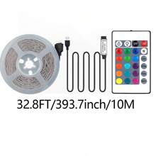 Taśma świetlna LED z pilotem IR24 do sterowania taśmą świetlną RGB, regulowana jasność, odpowiednia do sypialni, salonu, domowego oświetlenia lustra