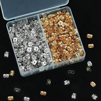 1 box 400 st 6 mm öronproppar, fjärilslås metall öronnappar, material för gör-det-själv-örhängen och öronkrokar