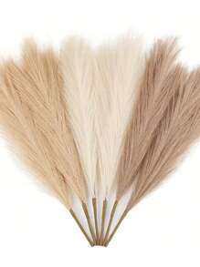 Juego de 3 piezas/6 piezas de pastos pampa artificiales de colores mixtos (5 unidades de 17 pulgadas). Flores artificiales simuladas de caña bohemia para decoración del hogar, boda, ramos, habitación, decoración, San Valentín, regalo