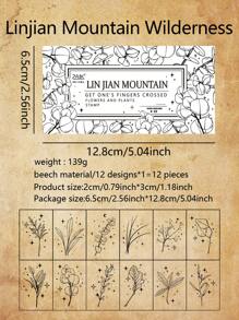 10 piezas/caja, sellos de madera rectangulares vintage simples para manualidades DIY, diarios, scrapbooking y artesanía de papel - ideales para diseños florales, jardinería y arte inspirado en la naturaleza Vuelta al cole, Vuelta al cole, Útiles escolares