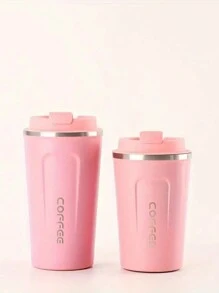 1 件真空隔热双层不锈钢咖啡杯/玻璃杯/车载杯水瓶返校 - 藕粉色 - 查看 5