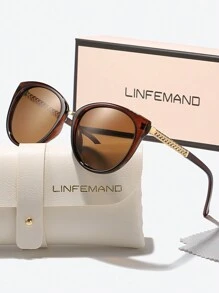 LINFEMAND Round Cat Eye Decorative Fashion Glasses, Unisex, Suitable For Driving, Beach, Travel, A Fashionable Gift For Summer Beach Vacation, Outdoor Activities And Travel - Multicolor - View 2