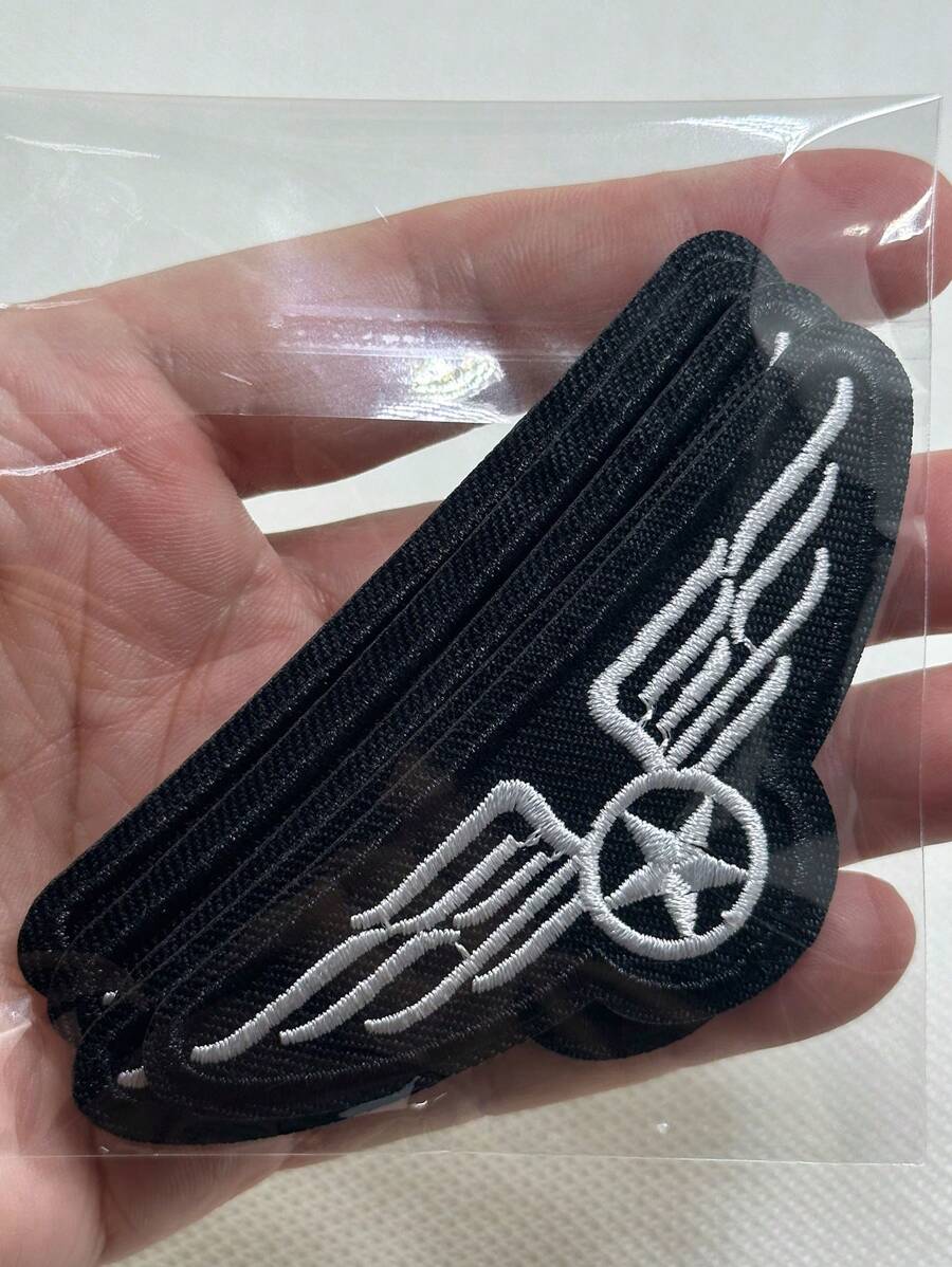 aprille 5PCS Pilot Badge Iron On Patches For Clothing Jeans Jacket Embroidery Star Applique Clothes Sticker Morale Tactical Badge Armband Stripes Emblem