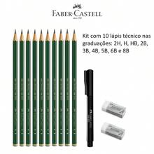 Faber Castell 9000 Technical Pencil Kit With Eraser And Fine Pen (13 Items) - Bộ sản phẩm gồm 13 món - Xem 1