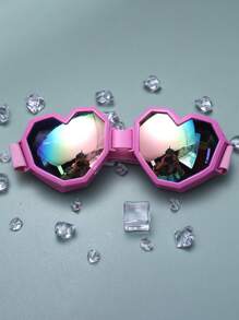 1pc Heart-Shaped Oversized Fashion Goggles, Personalized Y2K Ski Goggles Suitable For Skiing Sports Beach Accessories For Women Glasses Shades Basics Fall Winter Women Outfits Clothes Business Casual Gifts Valentine's Day Valentines For Summer Beach Vacation,Outdoor,Travel - Hồng - Xem 2