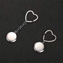 定制圆形钥匙扣，带照片插入，可打开吊坠，宠物纪念礼物，心形钥匙圈 - 短款 - 查看 2