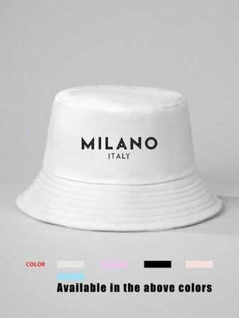 1 件刺绣细线“MILANO ITALY”渔夫帽，可调节户外防晒休闲帽，适合春秋旅行、海滩、Y2K 青年风格