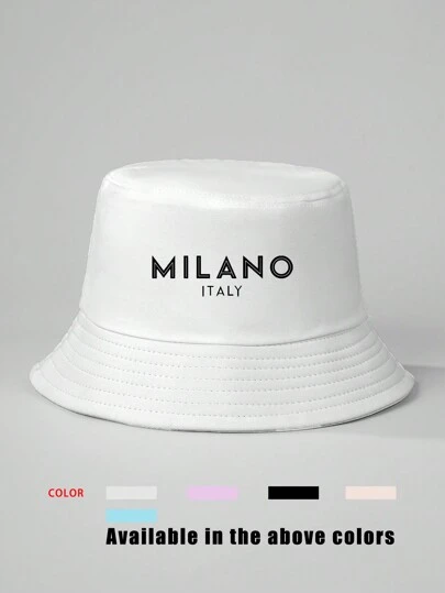1pc Printed Milano Bucket Hat, Outdoor Adjustable Sun Protection Casual Cap, Suitable For Spring/Autumn Travel, Beach Vacation, Y2K Style For Young