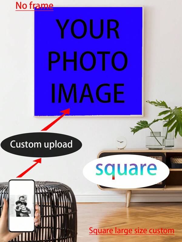 1 Pc, Frameless Art Custom Canvas Printing Poster, Square Large Size Custom Canvas Wall Art, Room Decoration Materials, Living Room Sofa Background Decoration, Hallway Decoration, Home Decoration, Bedroom Decoration, Bathroom Decoration, Decorative Room, Office Decoration, School Decoration, Art Gifts, PVC Rigid Pipe Packaging