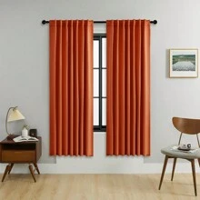 2 Cái/bộ Tấm Rèm Che Sáng, Rèm Cách Nhiệt Màu Tối Màu Trơn Có Tab Sau/Túi Thanh, Thích Hợp Cho Phòng Khách, Văn Phòng, Phòng Ngủ, Màu Cam Bụi - Màu Cam cháy - Xem 23