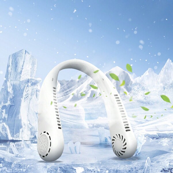 1pc Rechargeable Portable Neck Fan - Bladeless Personal Fan For Outdoor Sports - Hands-Free Cooling Solution Fan Mini Neck Portable Bladeless Fan Usb Charging Rechargeable Leafless Hanging Fans Air Cooler Cooling Wearable Neckband Fans Neck Fan Summer Cooling,Beach,Travel