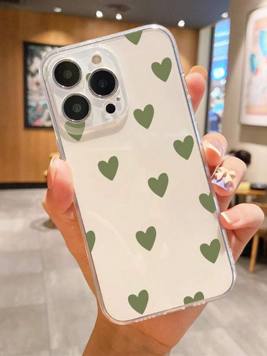 1pc Minimalist Heart Shaped Shockproof Non-Slip Phone Case Cover Compatible With IPhone, Compatible With Honor, Compatible With Redmi, Compatible With Samsung Galaxy, Compatible With Pixel,International Version, Not The Domestic Version - Clear - View 1