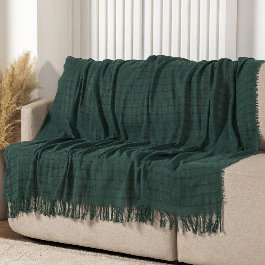Premium Handmade Blanket 100% Cotton Large Sofa Cover Sofa Protector - 綠色 - 查看 1