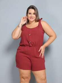 Plus Size Jumpsuits - 酒紅色 - 查看 1
