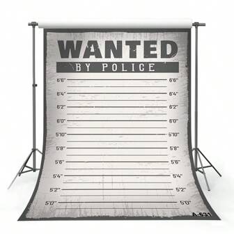 Wanted By Police Backdrop Mugshot Height Chart Poster Background Western Cowboy Birthday Wedding Bachelorette Party Decoration Photo Booth Studio Props Cake Table Banner,Christmas
