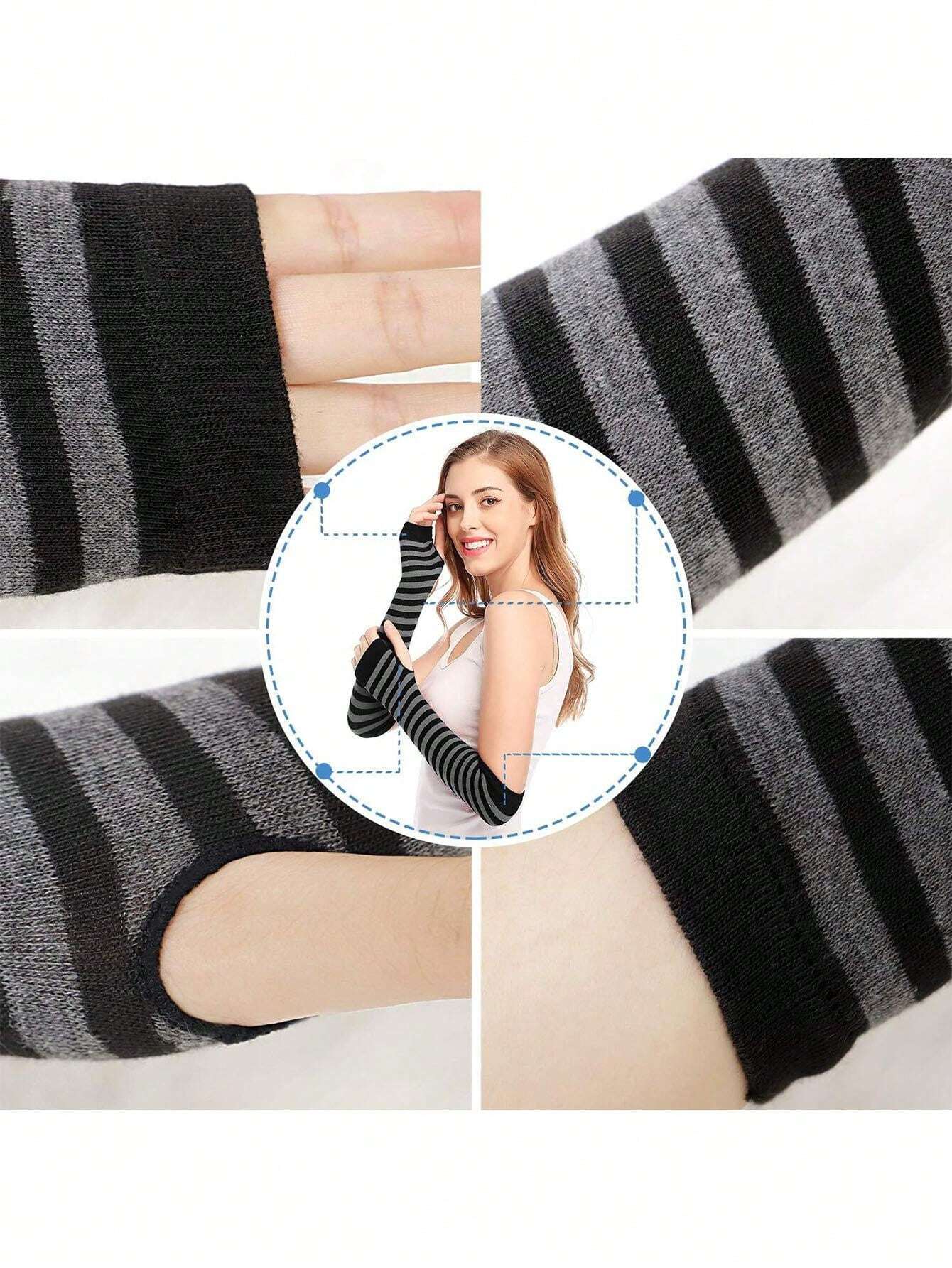 Punk Gothic Rock Long Arm Warmer Fingerless Gloves SHEIN UK