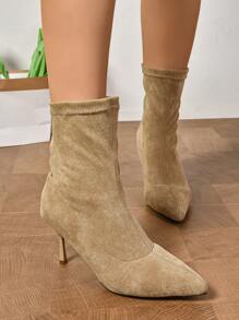 French Style Minimalist Ankle Boots High Heel Skinny Boots Short Boots Women Black Pointed Toe Stiletto Winter 2024