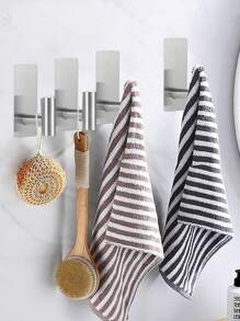 OBOVAY 6pcs Bathroom Hardware Set - Towel Rack, Towel Ring, Toilet Paper Holder, Robe Hook, Wall Mounted, No Drilling Required - Multicolor - View 8