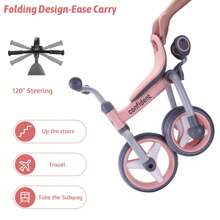 4 In 1 Tricycle For Toddlers Age 2-5, Folding Toddler Bike Kids Trike Tricycles With Adjustable Seat And Removable Pedal, Baby Balance Bike Ride-On Toys Gift For Baby Boys Girls Birthday