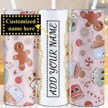 1 件定制圣诞雪人圣诞袜，圣诞老人元素 20 盎司不锈钢水瓶带盖和吸管，节日礼物，圣诞派对用品，新年礼物 - 彩色 - 查看 18