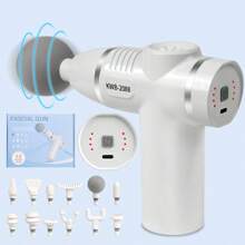 1pc Rechargable Portable Handheld Fascial Gun, 12 Pcs Replacement Heads, Percussion Deep Tissues Muscle Massagerwith 8 Speeds, Travel Massage Gun, Portable Handheld Massager, Compact Sports Massager For Office Gifts For Him, Home, Athletes, A Good Gift For Thanksgiving And Christmas