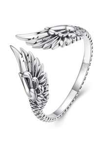 1pc Retro European Angel Wing Adjustable Open Ring For Women, Summer Casual Personalized Accessory Gift